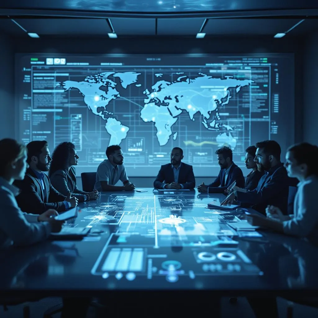 Equipo de ArgentumPro en una sesión de planificación estratégica con tecnología avanzada
